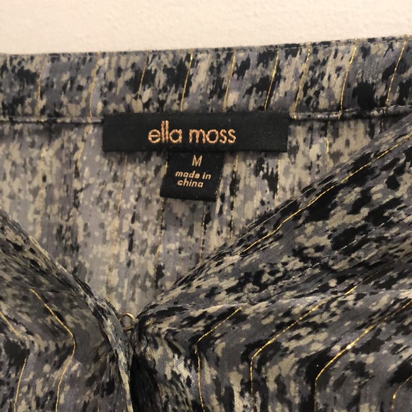 Ella Moss Platinum Print Stripe Sleeve Silk Henley - Picture 11 of 12